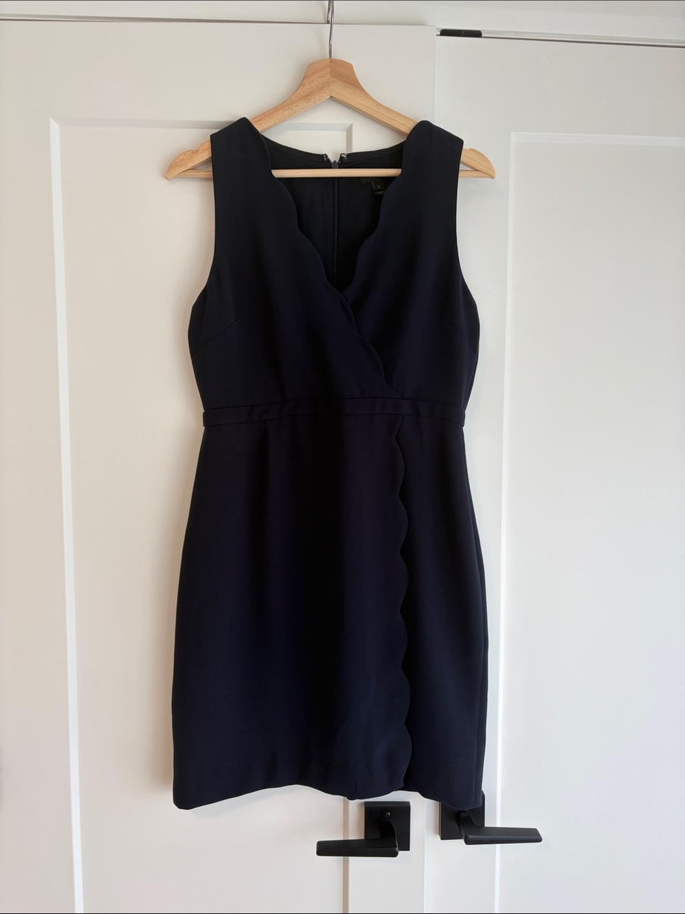 J. Crew Navy Sleeveless Scallop-Edge Midi Dress